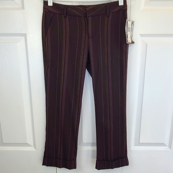 2/$30 ☆ NWT ☆ Rampage Brown Multi Stripe Kensington Cuffed Crop Size 3 - Picture 2 of 8